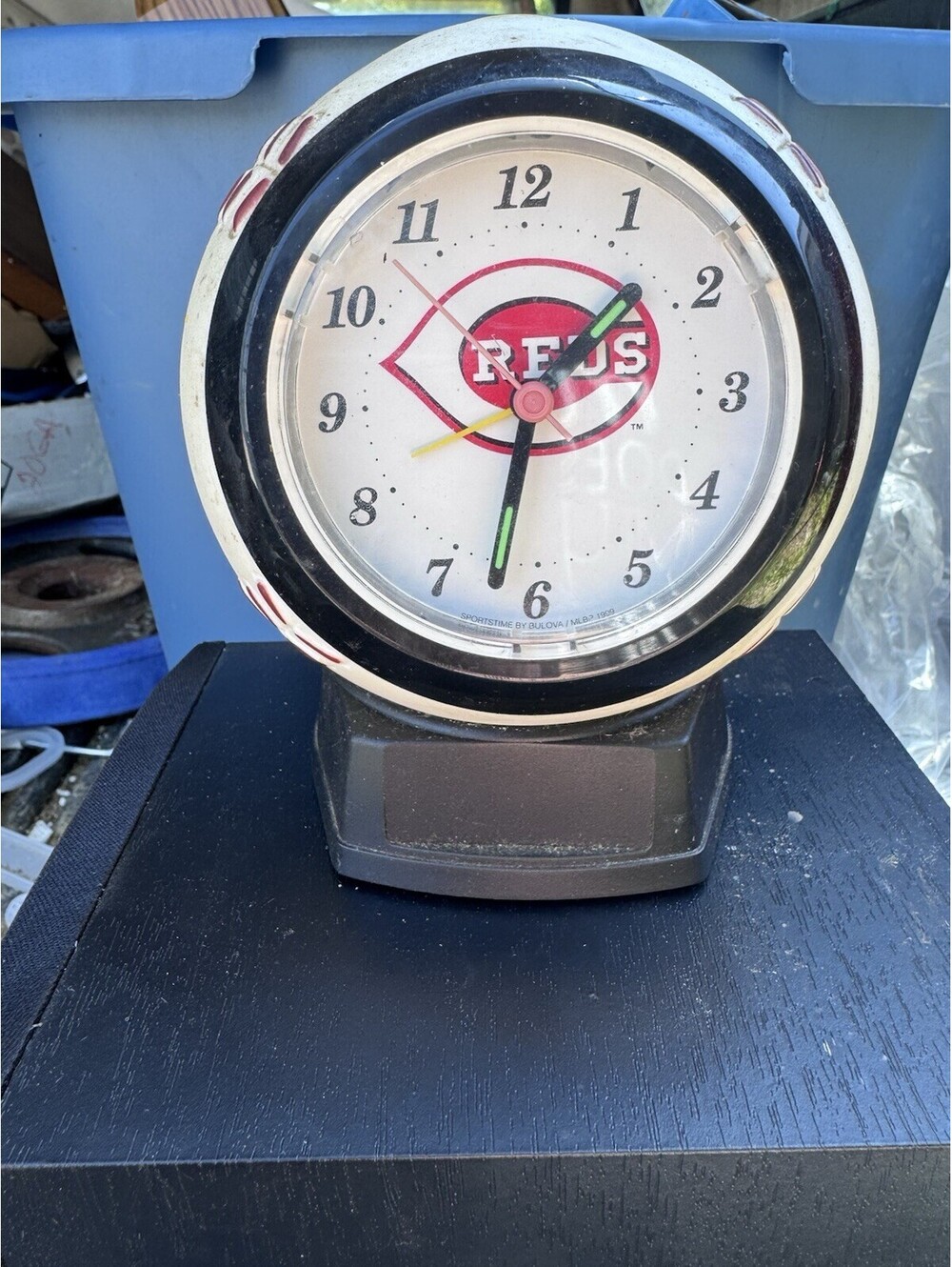 Vintage 1993 Cincinnati Reds Baseball Alarm Clock Sportstime by Bulova MLB Works